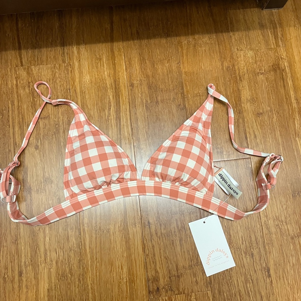 Dippin' Daisy's Muted Pink Checkered Bikini TOP